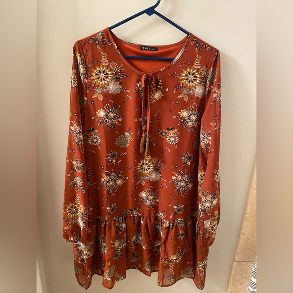 Dark orange floral maxi dress - Picture 1 of 2